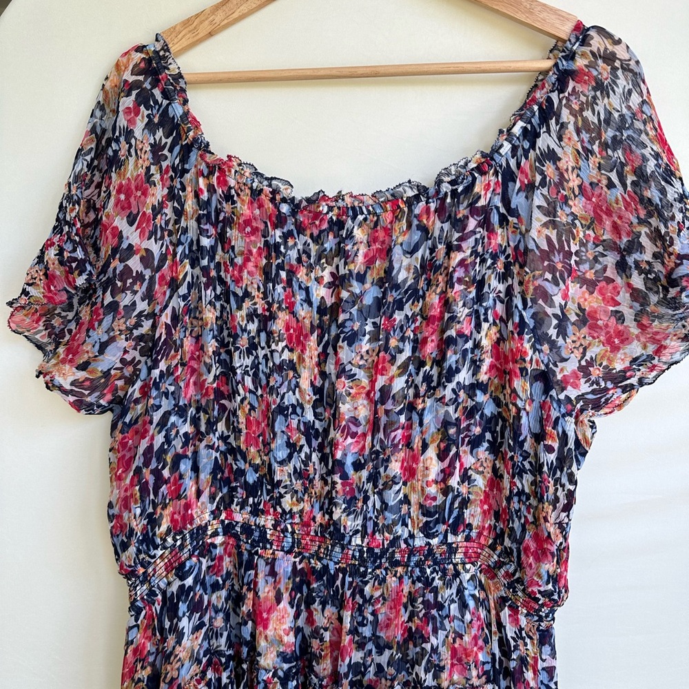 Sundance Flutter Sleeve Cupro Knee Length Button Floral Dress, size L - Picture 4 of 6